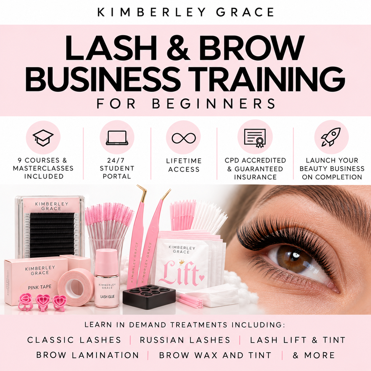 9 IN 1 - Lash & Brow (Beginners Course Business Bundle)