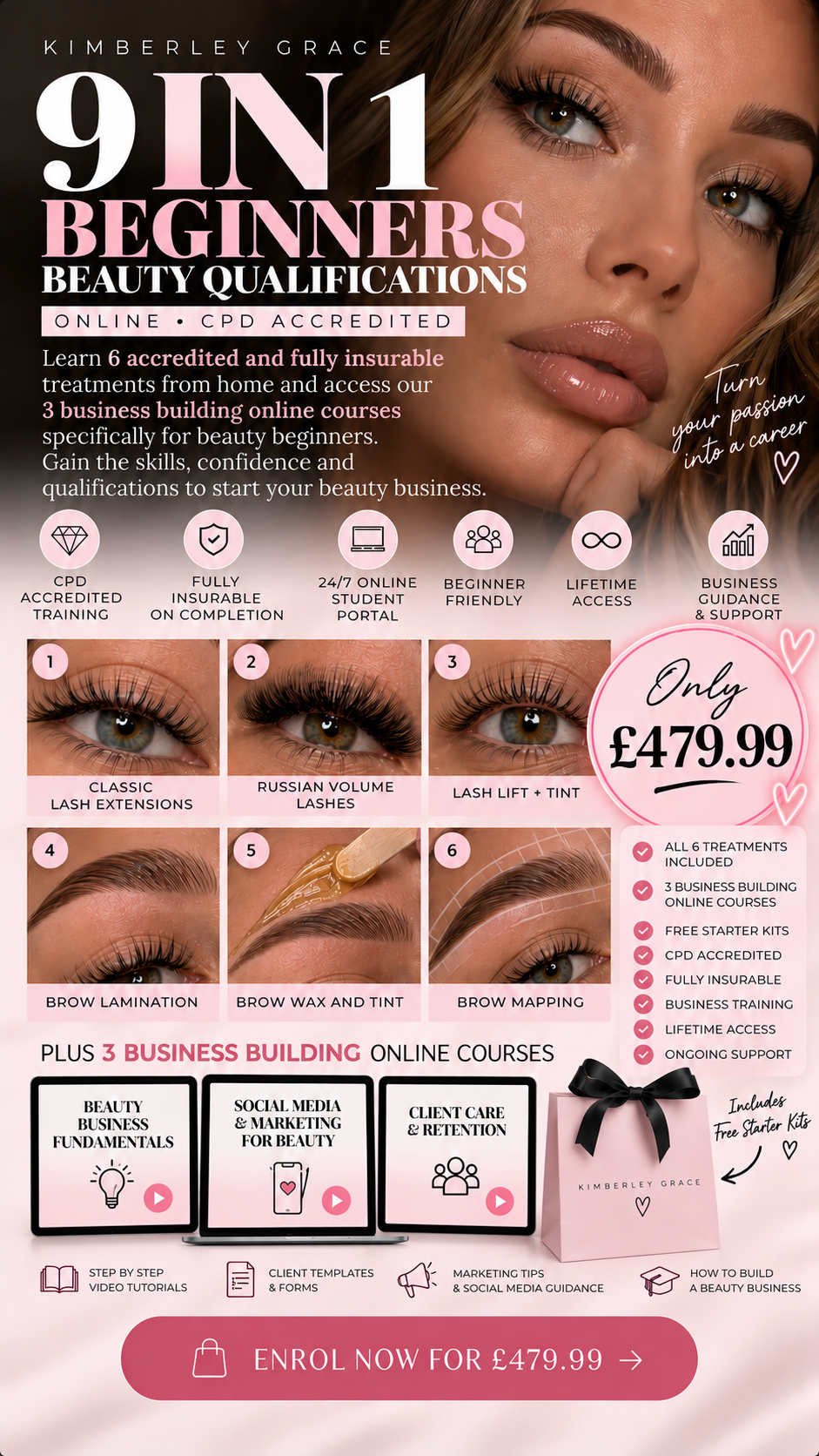 9 IN 1 - Lash & Brow (Beginners Course Business Bundle)