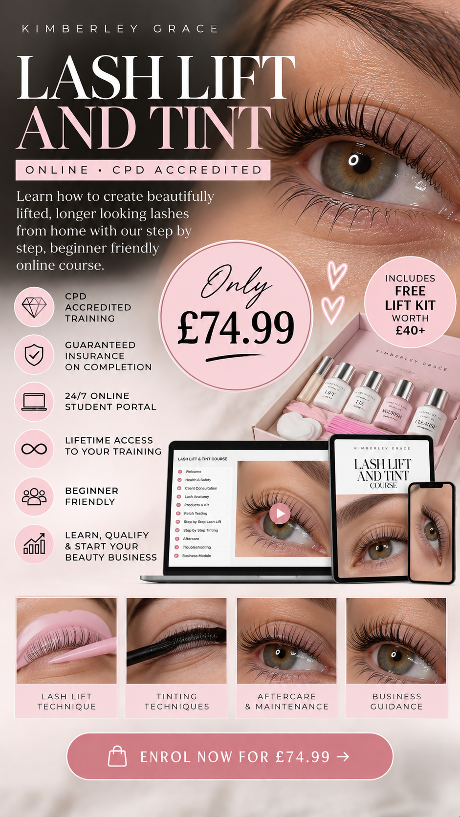 Lash Lift and Tint - CPD + FREE (LIFT) KIT