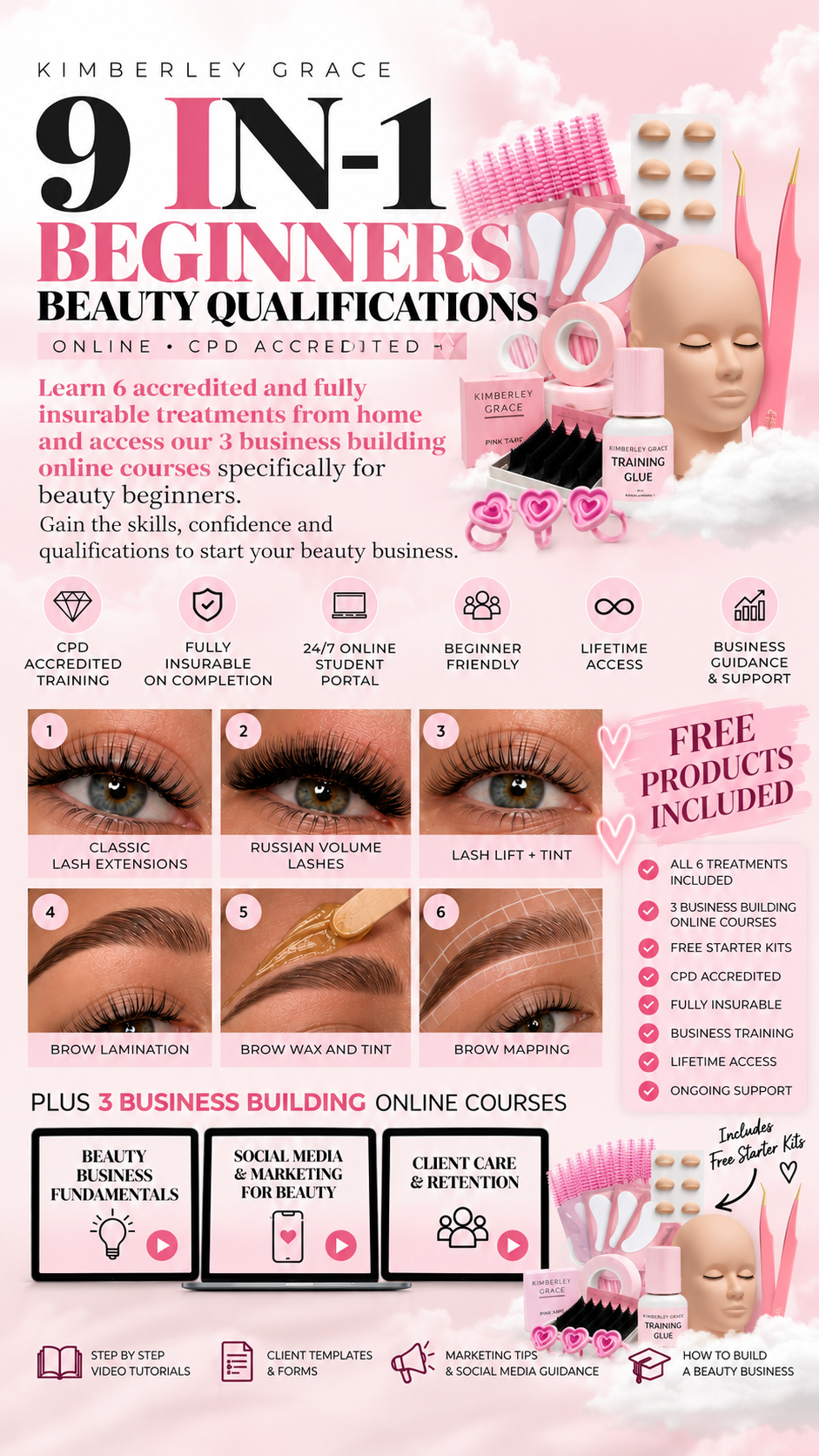 9 IN 1 - Lash & Brow (Beginners Course Business Bundle)