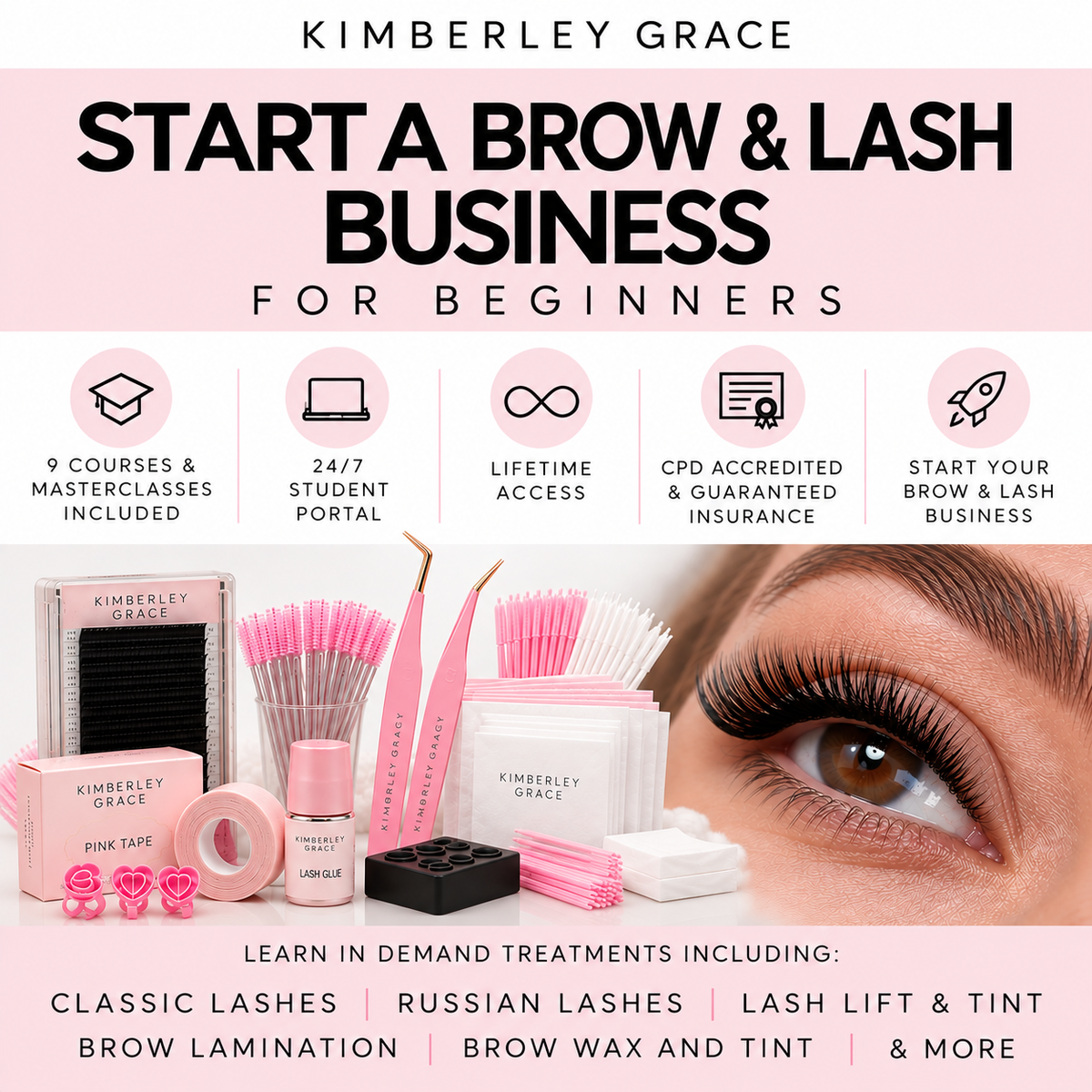 9 IN 1 - Lash & Brow (Beginners Course Business Bundle)