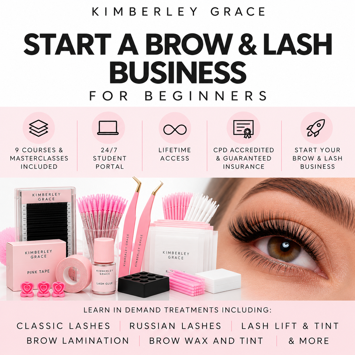 9 IN 1 - Lash & Brow (Beginners Course Business Bundle)